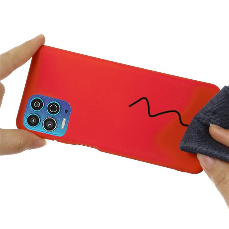 Soft Liquid Silicone Protector Back Case with Handy Strap for Motorola Edge S / Moto G100 - Red