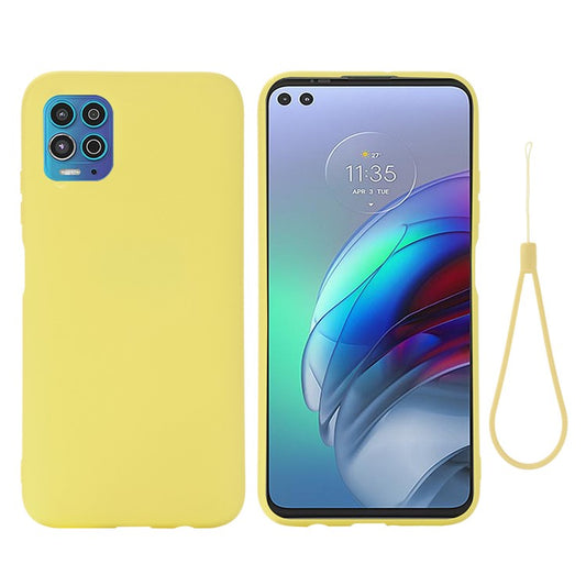 Soft Liquid Silicone Protector Back Case with Handy Strap for Motorola Edge S / Moto G100 - Yellow