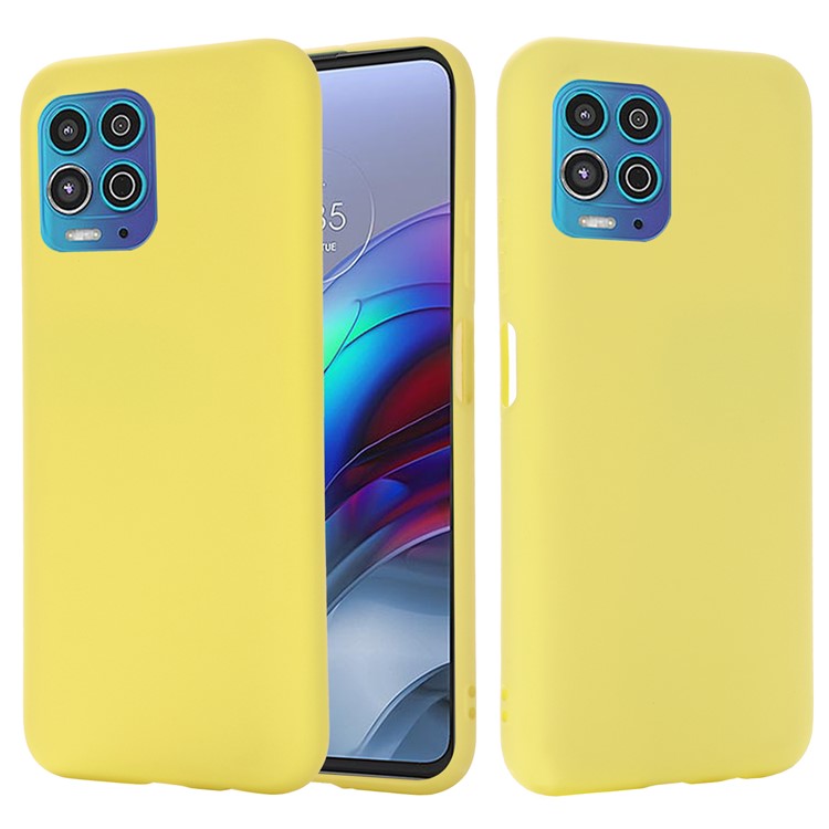 Soft Liquid Silicone Protector Back Case with Handy Strap for Motorola Edge S / Moto G100 - Yellow