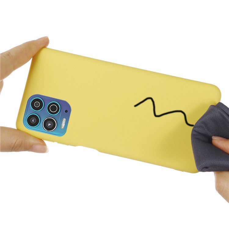 Soft Liquid Silicone Protector Back Case with Handy Strap for Motorola Edge S / Moto G100 - Yellow