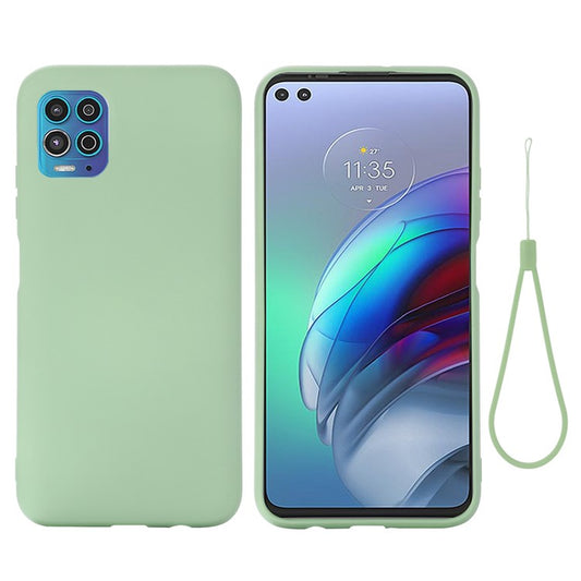 Soft Liquid Silicone Protector Back Case with Handy Strap for Motorola Edge S / Moto G100 - Green