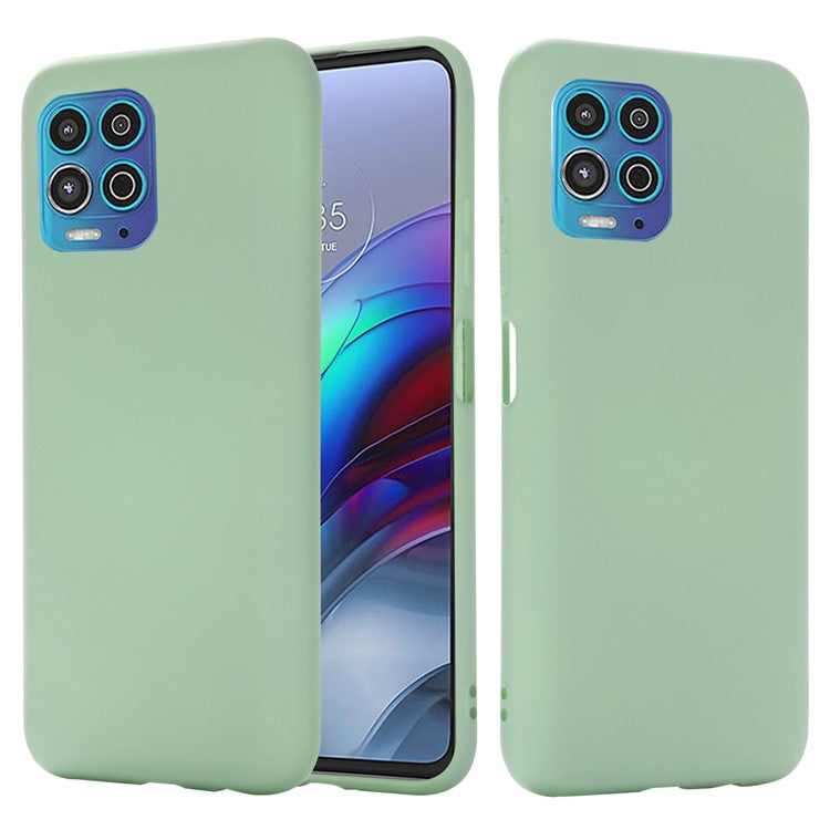 Soft Liquid Silicone Protector Back Case with Handy Strap for Motorola Edge S / Moto G100 - Green