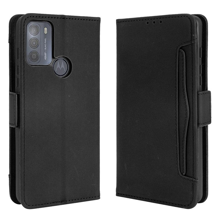 Wallet Design Multiple Card Slots Stand Leather Phone Case for Motorola Moto G50 - Black