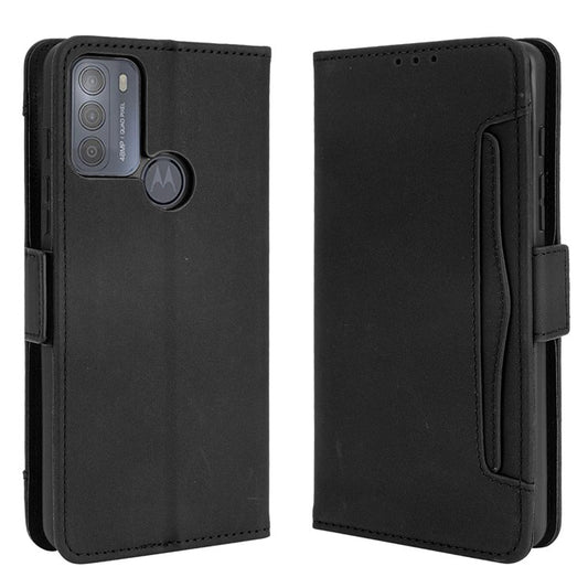 Wallet Design Multiple Card Slots Stand Leather Phone Case for Motorola Moto G50 - Black