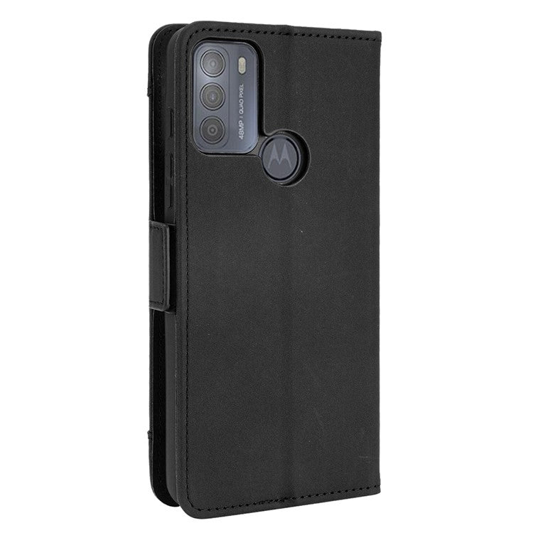 Wallet Design Multiple Card Slots Stand Leather Phone Case for Motorola Moto G50 - Black