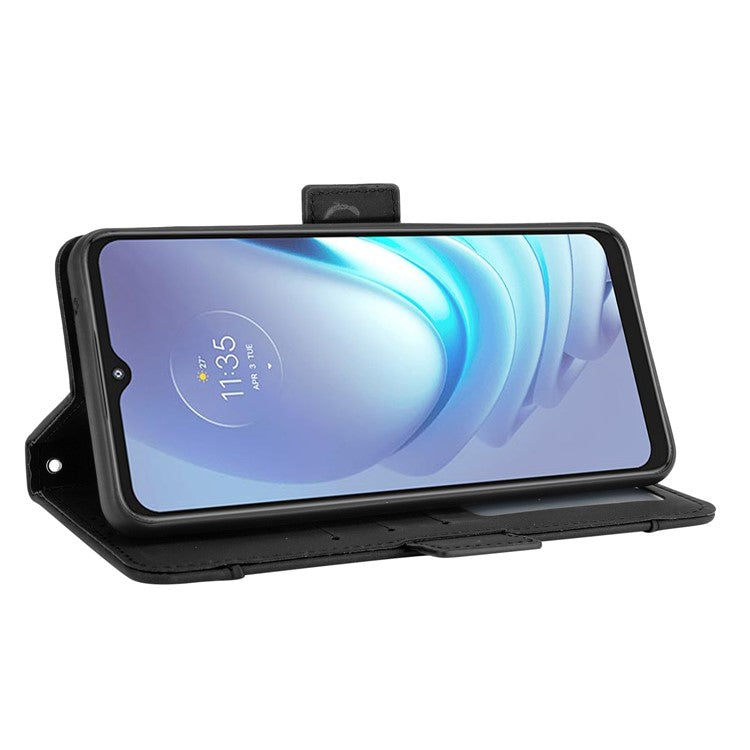 Wallet Design Multiple Card Slots Stand Leather Phone Case for Motorola Moto G50 - Black