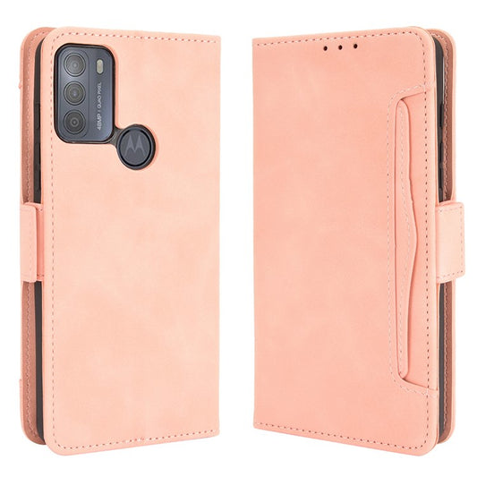 Wallet Design Multiple Card Slots Stand Leather Phone Case for Motorola Moto G50 - Pink