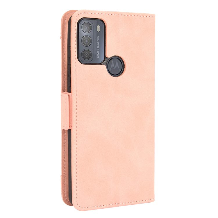 Wallet Design Multiple Card Slots Stand Leather Phone Case for Motorola Moto G50 - Pink