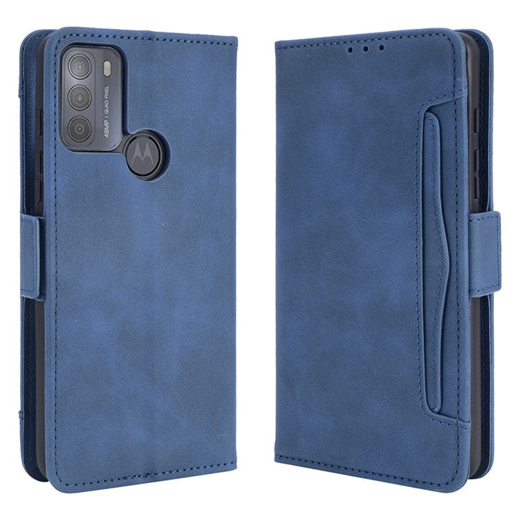 Wallet Design Multiple Card Slots Stand Leather Phone Case for Motorola Moto G50 - Blue