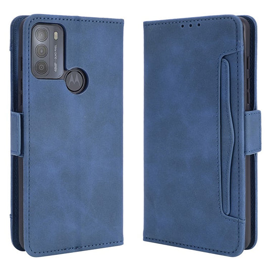 Wallet Design Multiple Card Slots Stand Leather Phone Case for Motorola Moto G50 - Blue