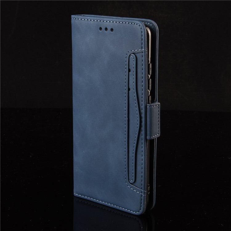 Wallet Design Multiple Card Slots Stand Leather Phone Case for Motorola Moto G50 - Blue