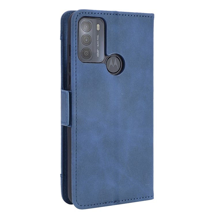 Wallet Design Multiple Card Slots Stand Leather Phone Case for Motorola Moto G50 - Blue