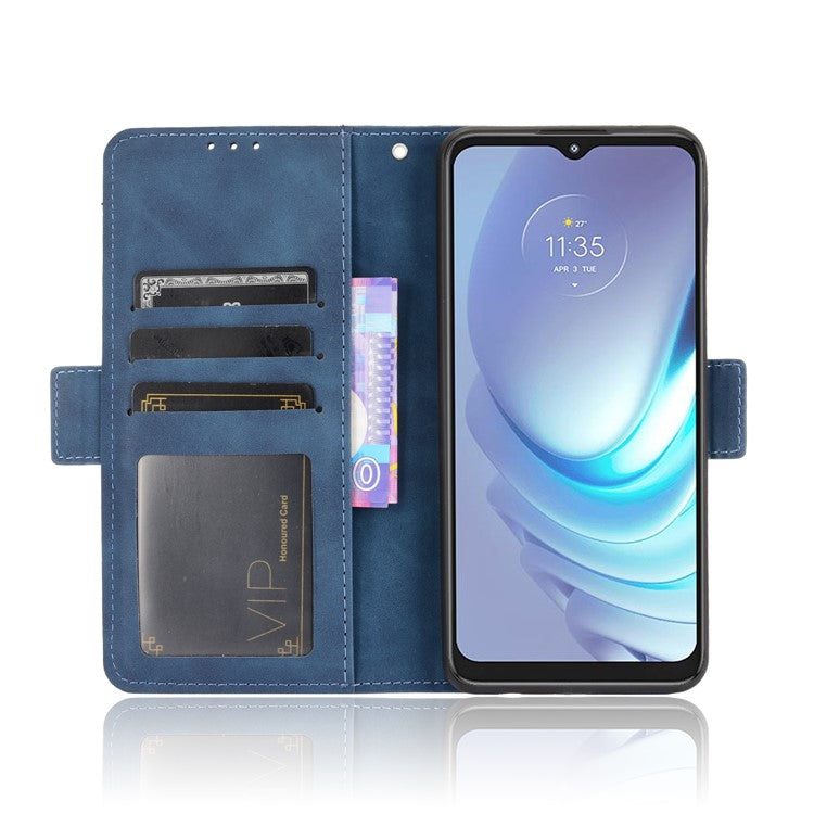 Wallet Design Multiple Card Slots Stand Leather Phone Case for Motorola Moto G50 - Blue