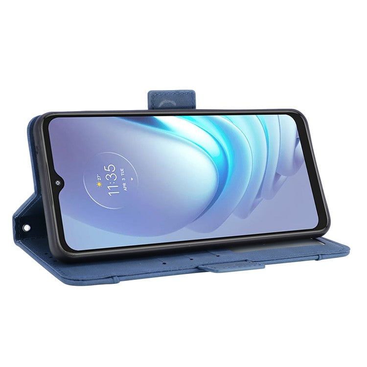 Wallet Design Multiple Card Slots Stand Leather Phone Case for Motorola Moto G50 - Blue