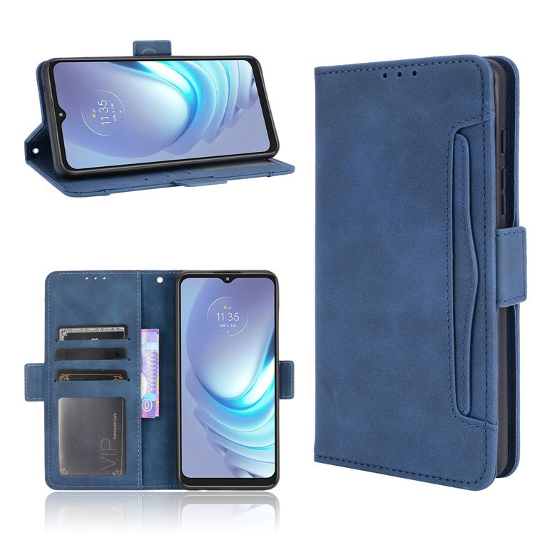 Wallet Design Multiple Card Slots Stand Leather Phone Case for Motorola Moto G50 - Blue