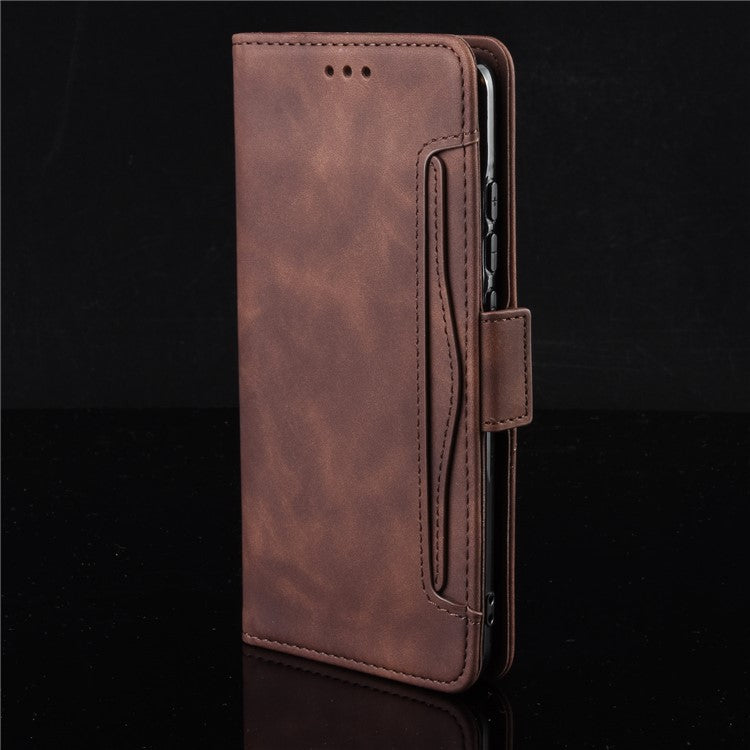 Wallet Design Multiple Card Slots Stand Leather Phone Case for Motorola Moto G50 - Brown