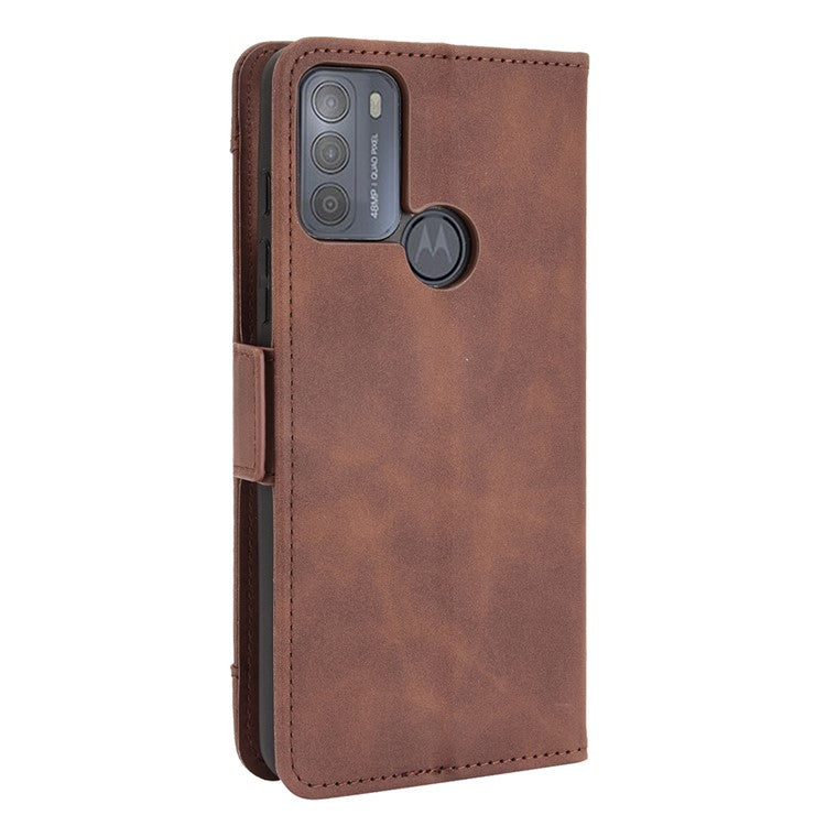 Wallet Design Multiple Card Slots Stand Leather Phone Case for Motorola Moto G50 - Brown