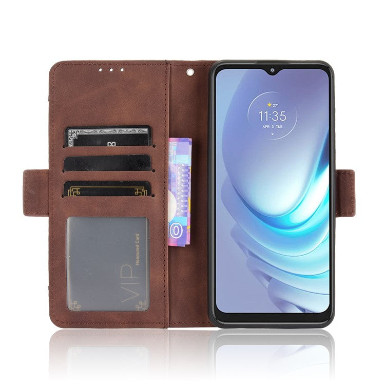 Wallet Design Multiple Card Slots Stand Leather Phone Case for Motorola Moto G50 - Brown