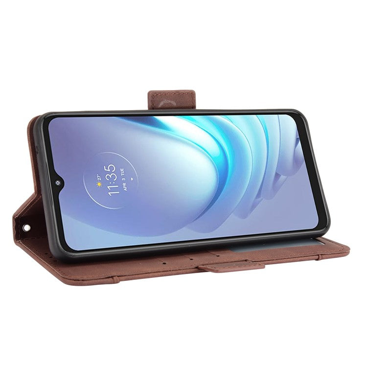 Wallet Design Multiple Card Slots Stand Leather Phone Case for Motorola Moto G50 - Brown