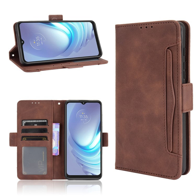 Wallet Design Multiple Card Slots Stand Leather Phone Case for Motorola Moto G50 - Brown