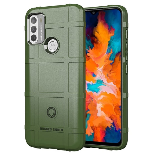 Rugged Square Grid Texture Shock-proof TPU Protector Case for Motorola Moto G50 - Green