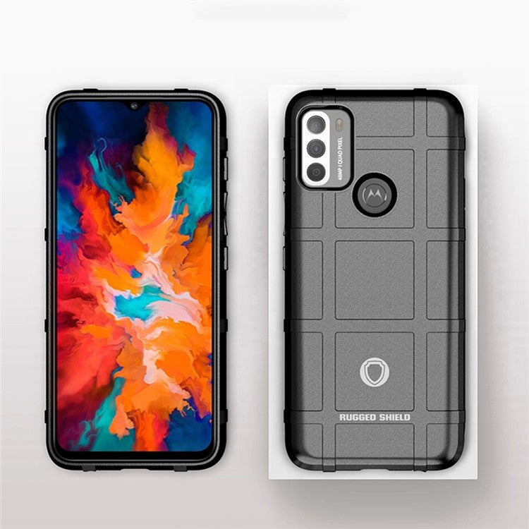 Rugged Square Grid Texture Shock-proof TPU Protector Case for Motorola Moto G50 - Green