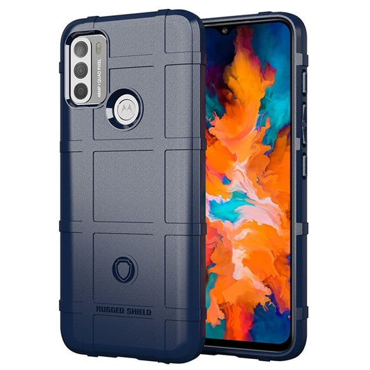 Rugged Square Grid Texture Shock-proof TPU Protector Case for Motorola Moto G50 - Blue