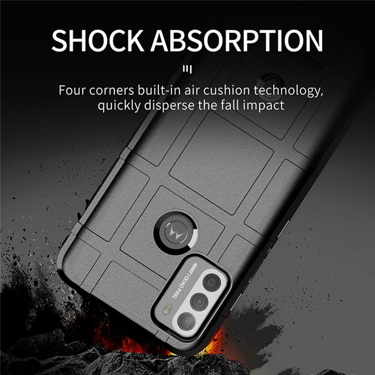 Rugged Square Grid Texture Shock-proof TPU Protector Case for Motorola Moto G50 - Blue