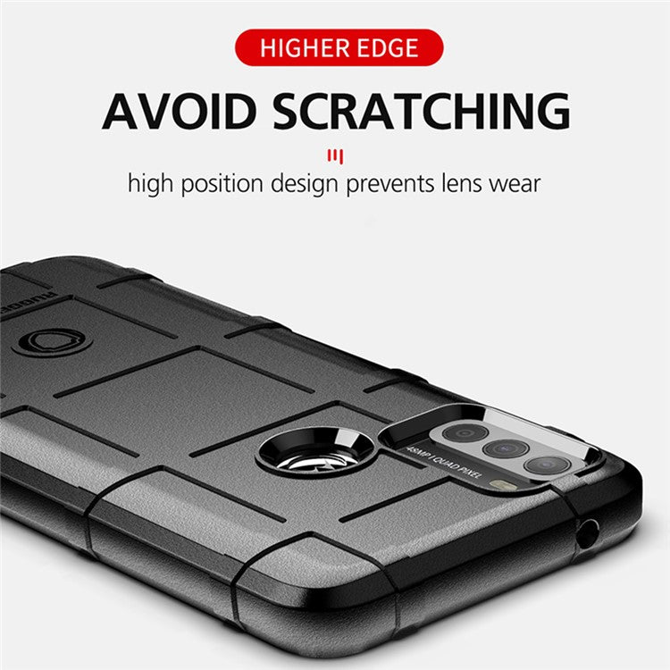 Rugged Square Grid Texture Shock-proof TPU Protector Case for Motorola Moto G50 - Blue