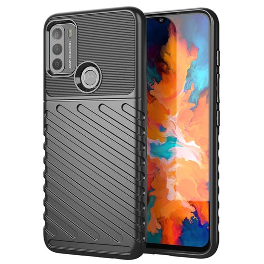 Thunder Series Twill Texture Soft TPU Mobile Phone Case for Motorola Moto G50 Protector Cover - Black