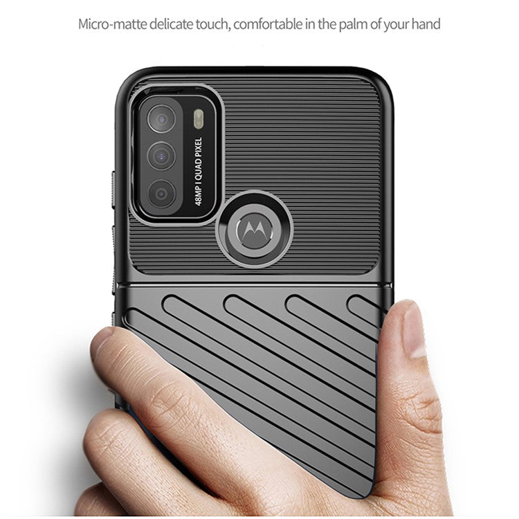 Thunder Series Twill Texture Soft TPU Mobile Phone Case for Motorola Moto G50 Protector Cover - Blue