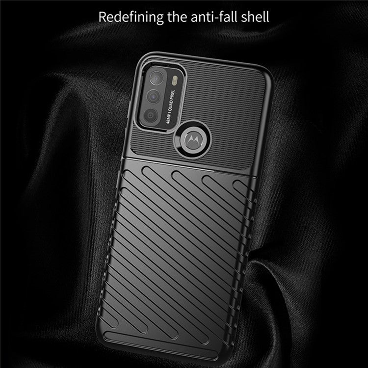 Thunder Series Twill Texture Soft TPU Mobile Phone Case for Motorola Moto G50 Protector Cover - Blue