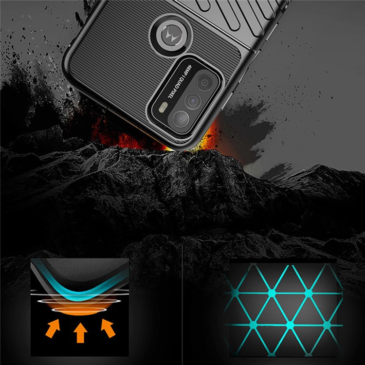 Thunder Series Twill Texture Soft TPU Mobile Phone Case for Motorola Moto G50 Protector Cover - Blue