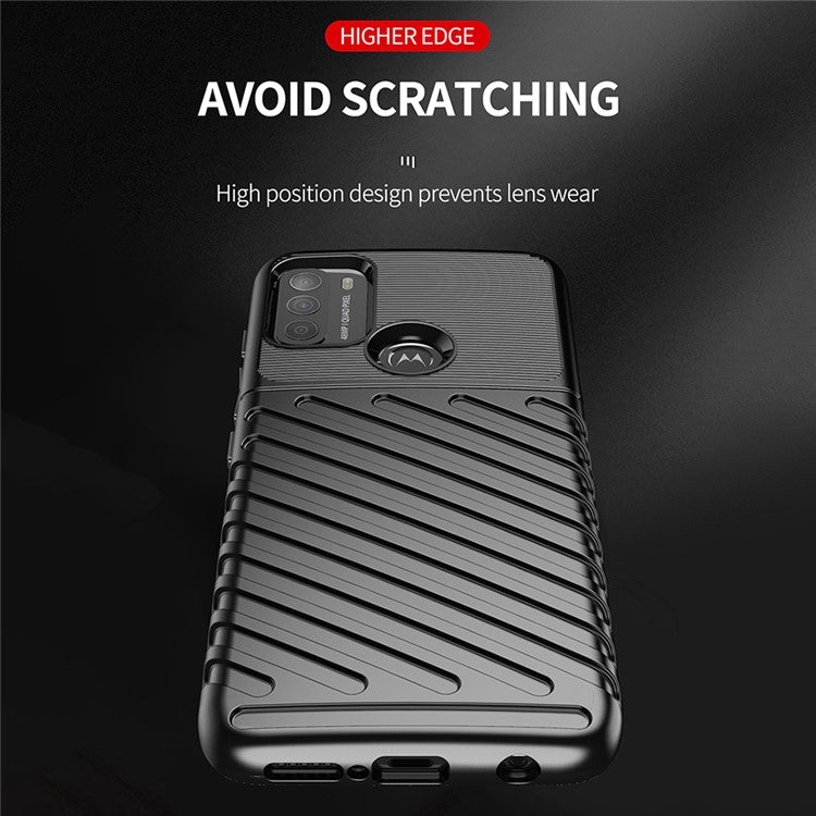 Thunder Series Twill Texture Soft TPU Mobile Phone Case for Motorola Moto G50 Protector Cover - Blue