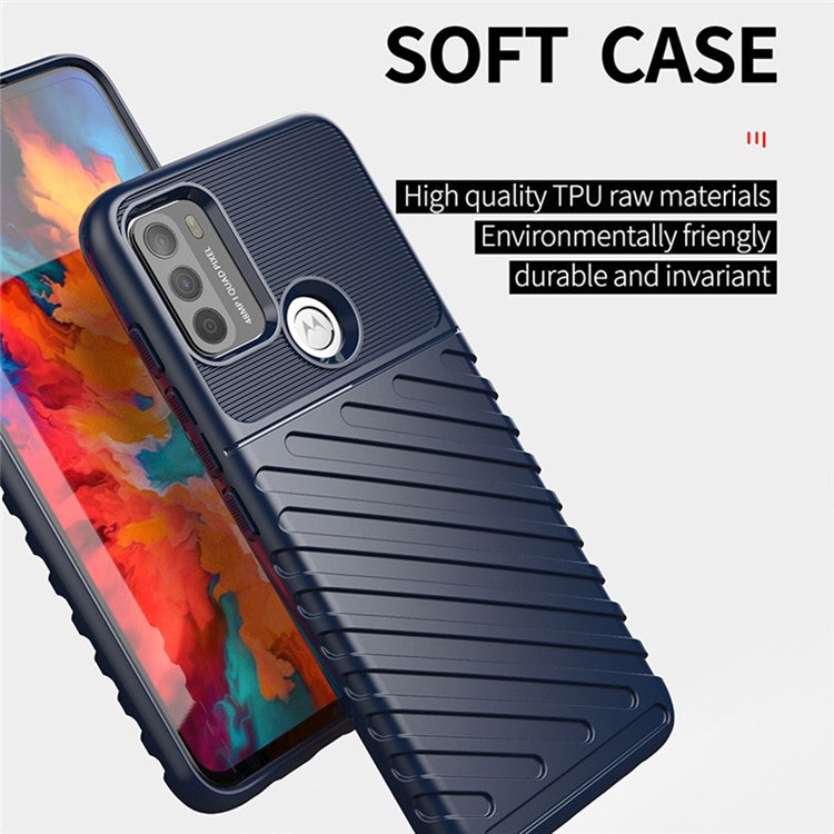 Thunder Series Twill Texture Soft TPU Mobile Phone Case for Motorola Moto G50 Protector Cover - Blue