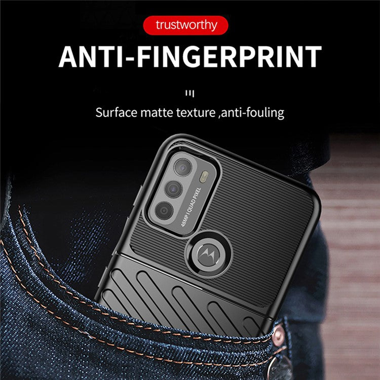 Thunder Series Twill Texture Soft TPU Mobile Phone Case for Motorola Moto G50 Protector Cover - Blue