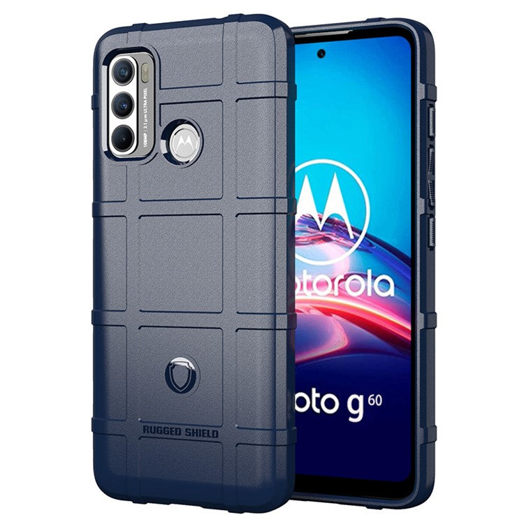 Rugged Square Grid Texture Shock-proof TPU Mobile Phone Case for Motorola Moto G60 / G40 Fusion - Blue