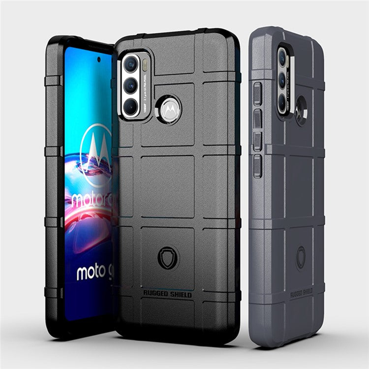 Rugged Square Grid Texture Shock-proof TPU Mobile Phone Case for Motorola Moto G60 / G40 Fusion - Blue
