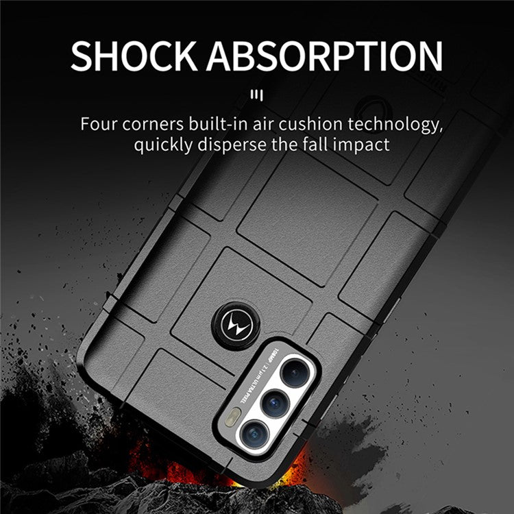 Rugged Square Grid Texture Shock-proof TPU Mobile Phone Case for Motorola Moto G60 / G40 Fusion - Blue