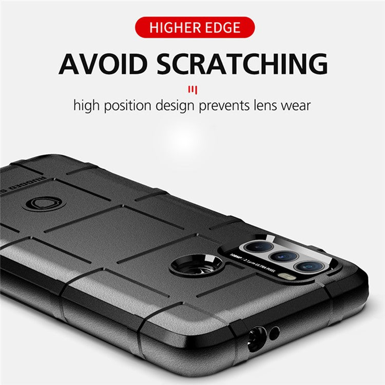 Rugged Square Grid Texture Shock-proof TPU Mobile Phone Case for Motorola Moto G60 / G40 Fusion - Blue