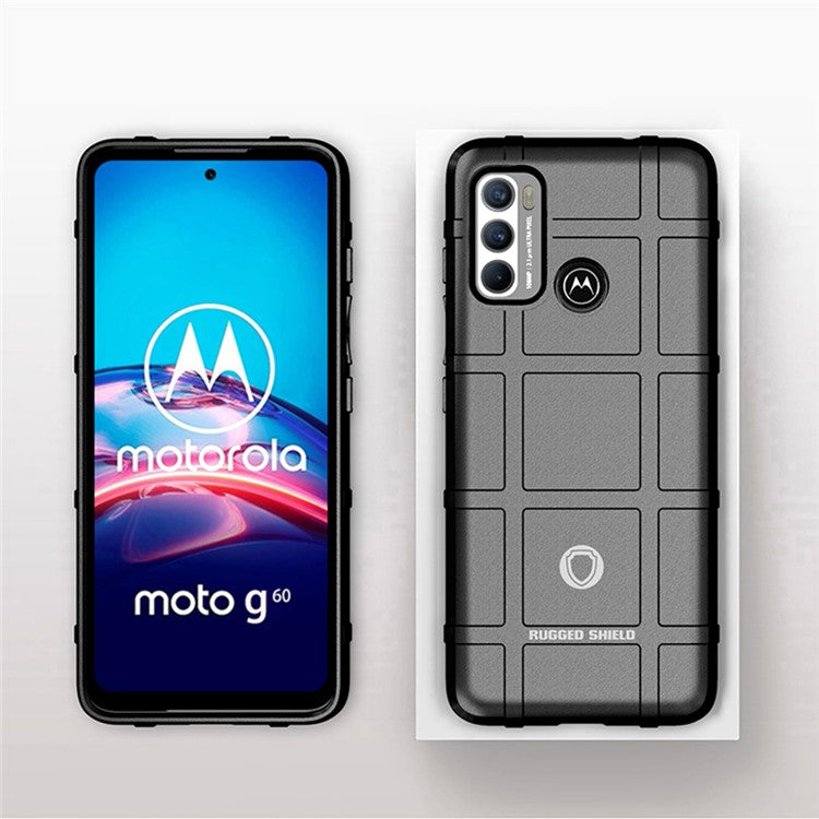 Rugged Square Grid Texture Shock-proof TPU Mobile Phone Case for Motorola Moto G60 / G40 Fusion - Black