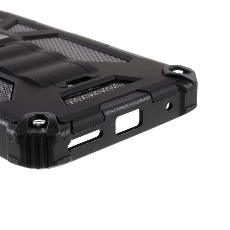 Shockproof Armor PC+TPU Phone Case with Magnetic Metal Sheet and Kickstand for Motorola Moto G10/G30/G20 - Black