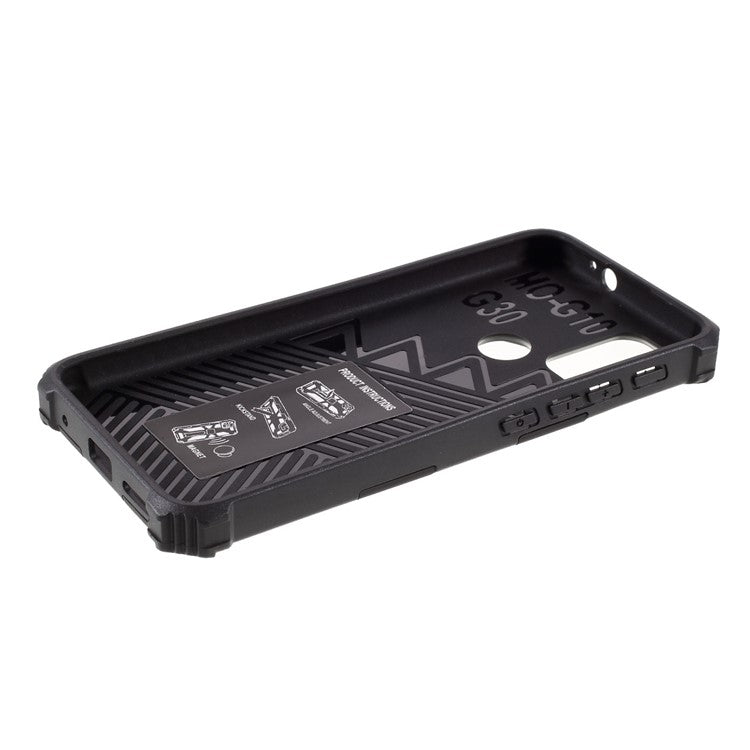 Shockproof Armor PC+TPU Phone Case with Magnetic Metal Sheet and Kickstand for Motorola Moto G10/G30/G20 - Black