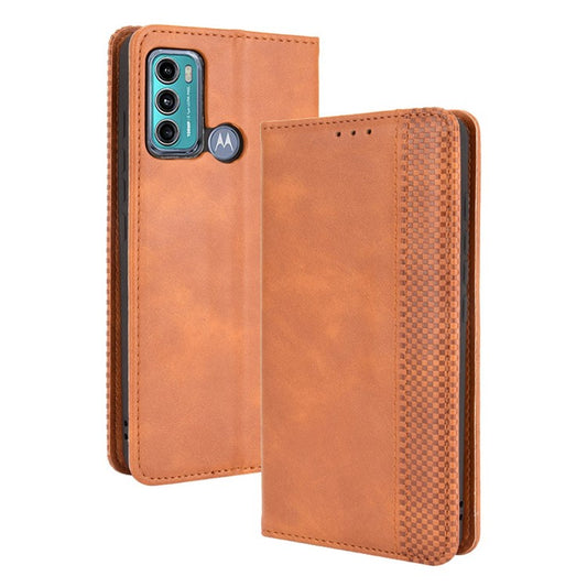 Vintage Style Stand Wallet Leather Cover Phone Case for Motorola Moto G40 Fusion/G60 - Brown