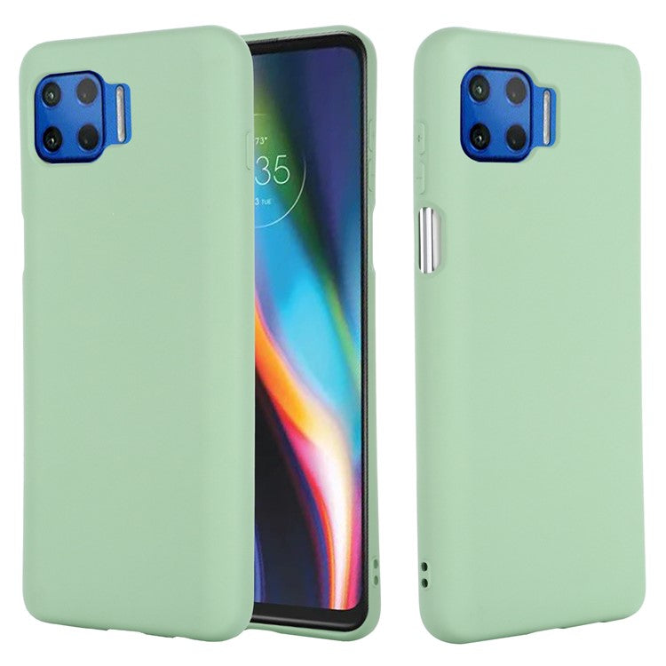 Solid Color Liquid Silicone Phone Protective Shell with Strap for Motorola Moto G 5G Plus - Green
