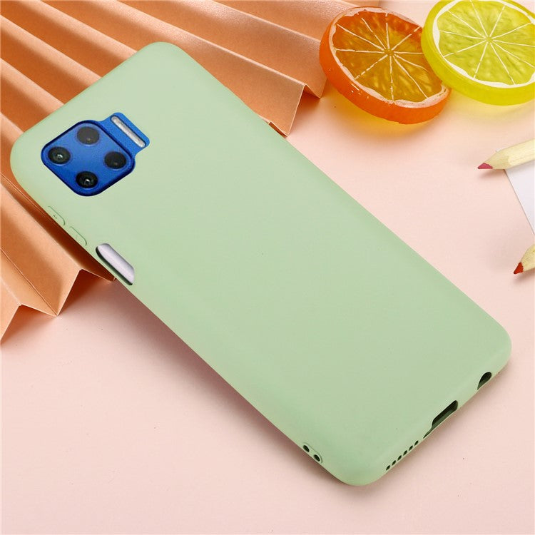 Solid Color Liquid Silicone Phone Protective Shell with Strap for Motorola Moto G 5G Plus - Green