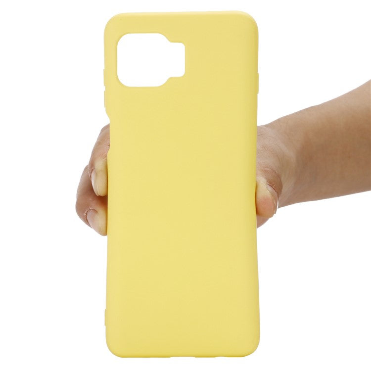 Solid Color Liquid Silicone Phone Protective Shell with Strap for Motorola Moto G 5G Plus - Yellow
