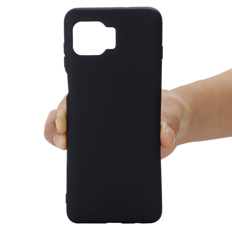 Solid Color Liquid Silicone Phone Protective Shell with Strap for Motorola Moto G 5G Plus - Black