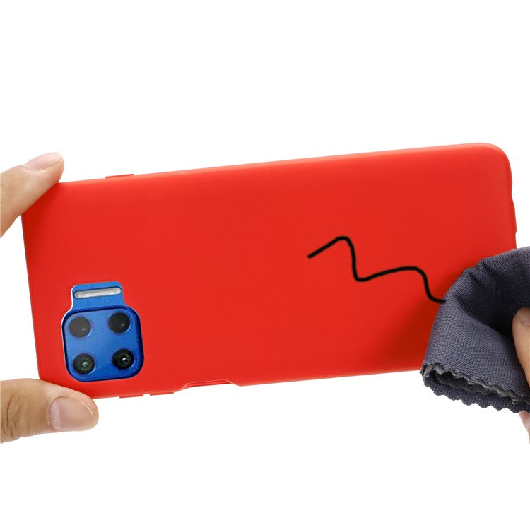 Solid Color Liquid Silicone Phone Protective Shell with Strap for Motorola Moto G 5G Plus - Red