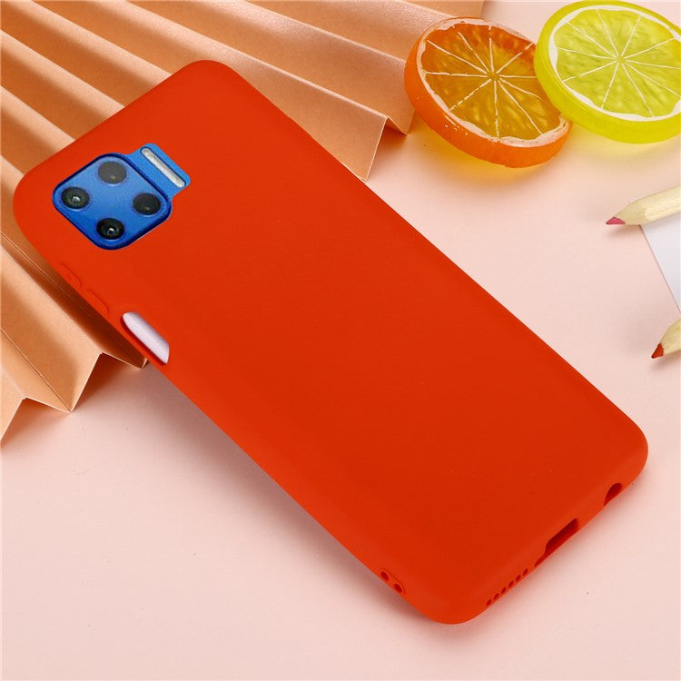 Solid Color Liquid Silicone Phone Protective Shell with Strap for Motorola Moto G 5G Plus - Red